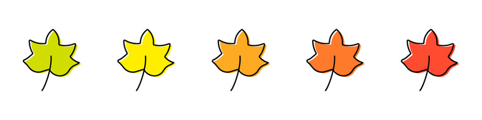 Set of autumn leaves of different trees isolated on white background. Leaves of different colors are hand-drawn. Vector illustration