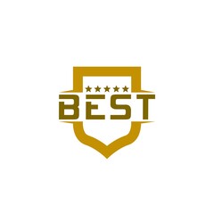 Gold shield with the word Best icon isolated on white background