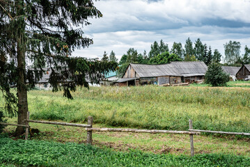 Old wooden house in village.