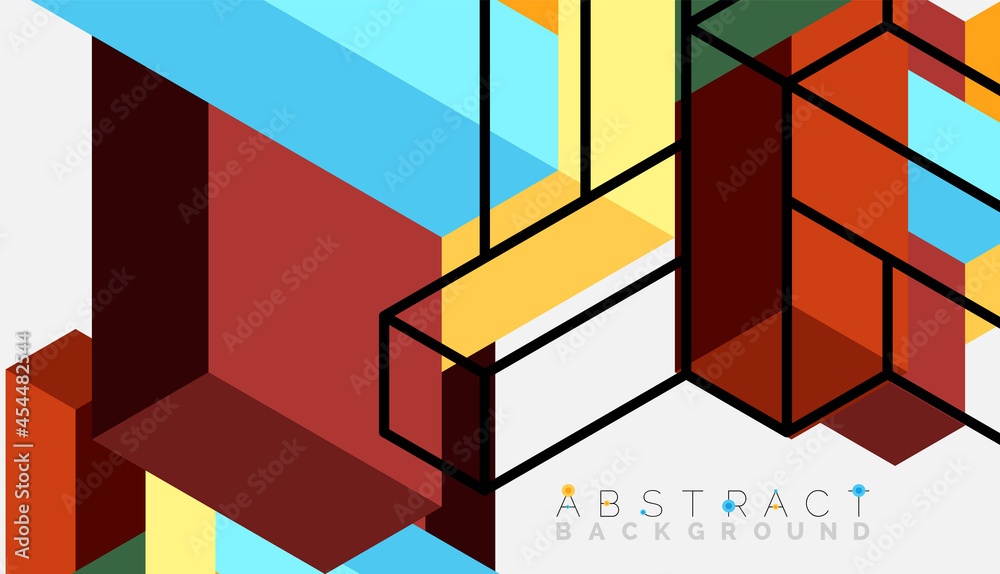 Poster abstract background. 3d cubes, cubic elements and blocks. techno or business concept for wallpaper, 
