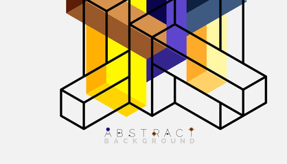 Abstract background. 3d cubes, cubic elements and blocks. Techno or business concept for wallpaper, banner, background, landing page