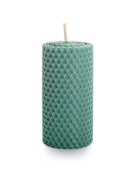 Wax candle on white background
