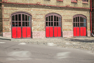 Building of Central fire station in Lviv. Fire department in the historical center of Lviv. Ukraine