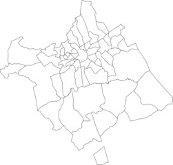 Simple blank white vector map with black borders of districts of municipality of Murcia, Spain