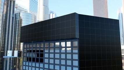 Fototapeta na wymiar company logo mockup in black office building exterior design