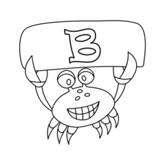 crab coloring book with alphabet letters. crab and b.