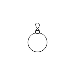 Vector illustration, isolated christmas decoration ball with a loop for hanging in black and white colors, outline hand painted drawing