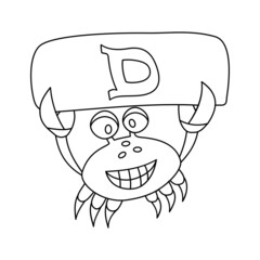crab coloring book with alphabet letters. crab and d.