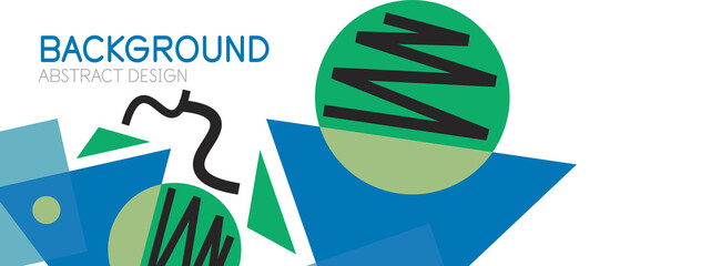 Abstract background. Blocks, lines, triangles, circles composition. Techno or business concept for wallpaper, banner, background, landing page