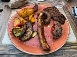 grilled vegetables and meat assortment