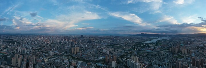 aerial view of city skyline