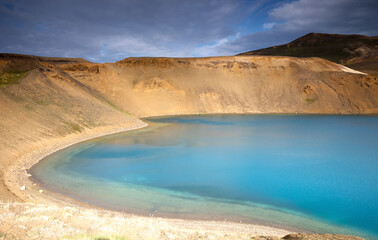 Viti is a beautiful crater lake of a turquoise color located on the North-East of Iceland