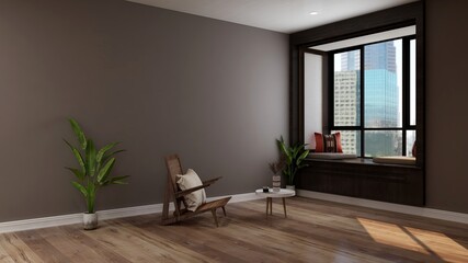 Fototapeta na wymiar minimalist sofa living room with 3d design interior