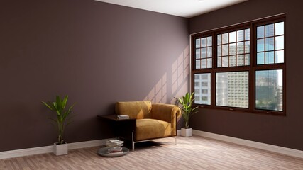 minimalist sofa living room with 3d design interior