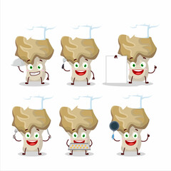 Cartoon character of hedgehog mushroom with various chef emoticons