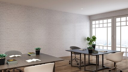 blank wall in the office room for company logo mockup