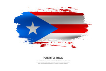 Obraz na płótnie Canvas Artistic folded brush flag of Puerto Rico. Paint smears brush stroke flag on isolated white background