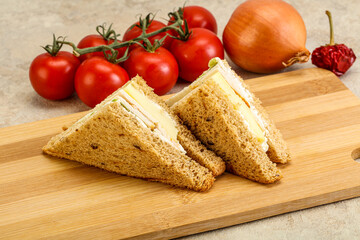 Club sandwich with chicken and cheese