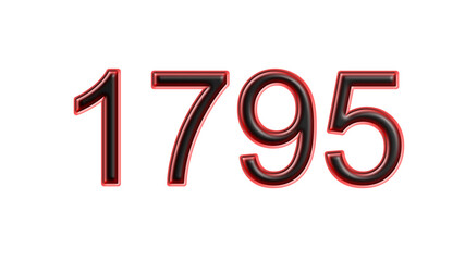 red 1795 number 3d effect white background