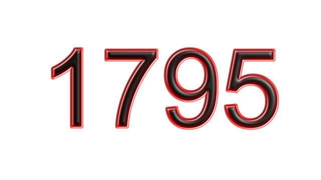red 1795 number 3d effect white background