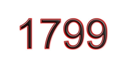 red 1799 number 3d effect white background