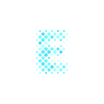 Letter E logo. Dots logo, dotted shape logotype vector design. E letter logo in halftone dots style