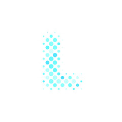 Letter L logo. Dots logo, dotted shape logotype vector design. L letter logo in halftone dots style