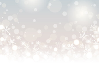 キラキラとボケの銀色の背景のベクターイラスト(クリスマス,抽象,アブストラクト,雪,白,銀世界)