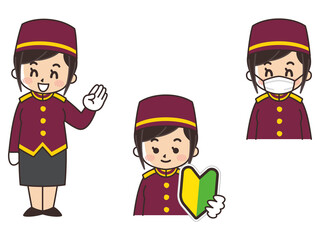 ホテルスタッフの女性　求人募集　初心者マーク　マスク着用