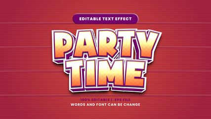 Party time editable text effect in modern 3d style