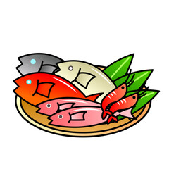 海産物盛り合わせ　イラスト