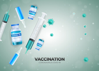 Corona Virus Vaccine and injection illustration