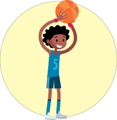 basketball player with a ball in his hands above his head