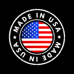Made in USA text emblem badge, concept background