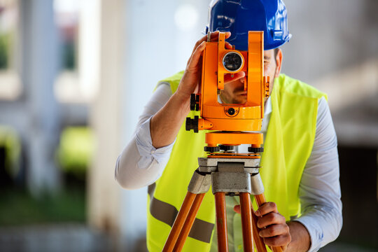 Picture of man construction engineer working on building site