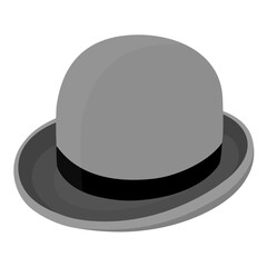 Gray bowler hat vector isolated on white.
