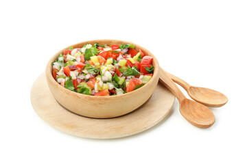 Bowl of Pico de Gallo isolated on white background