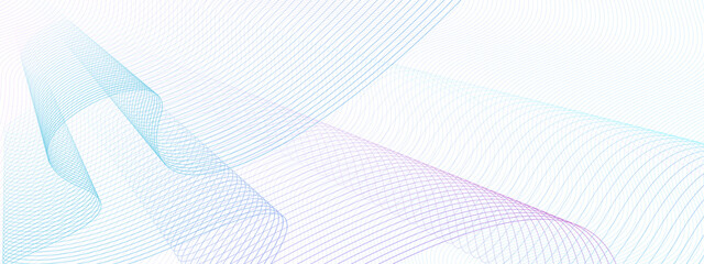 Teal, blue, magenta draped net, wavy curves. Abstract vector watermark for cheque, ticket, banner, website, voucher. Line art pattern, guilloche design. White background. Elegant pleated fabric. EPS10 - obrazy, fototapety, plakaty