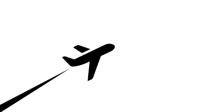 simple airplane clip art animation footage on white background. 4k