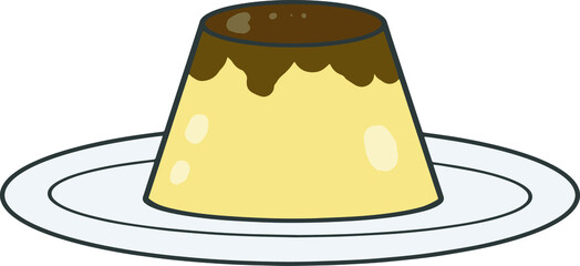 Clip art of pudding dessert and plate