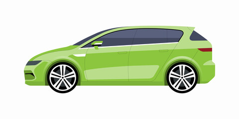 Fototapeta na wymiar Modern compact family car. Side view of a hatchback. Vector car icon for road traffic and transportation illustrations.