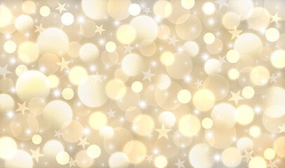 クリスマスや新年、祝事用の光の背景、星付き