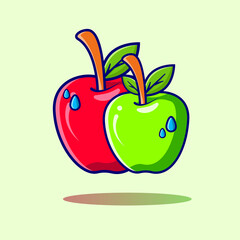 Illustration of vector graphic red and green apple fruit. Apple icon. EPS10 format.