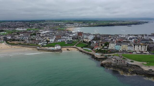 Portrush harbour and beaches in Northern Ireland