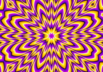 Yellow card with flower. Optical expansion illusion.