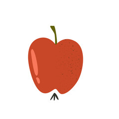 Hand drawn illustration of a red apple with textured effect
