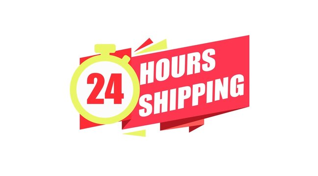 24 hours shipping sign. Vector flat isolated editable illustration