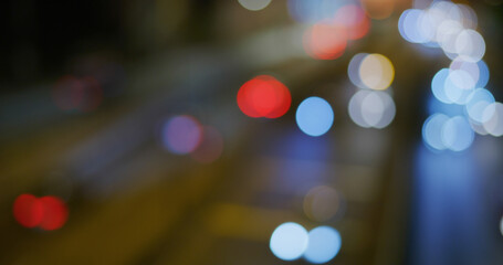 Hong Kong city traffic in blur