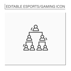 Double elimination tournament line icon. Elimination after two defeats. Team gaming. One winner. Cybersport concept. Isolated vector illustration.Editable stroke