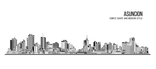 Cityscape Building Abstract Simple shape and modern style art Vector design - Asuncion, Paraguay